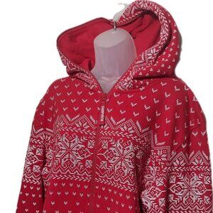 ONEPIECE Red Nordic Pattern Fleece One-Piece Suit XL Winter Warm
